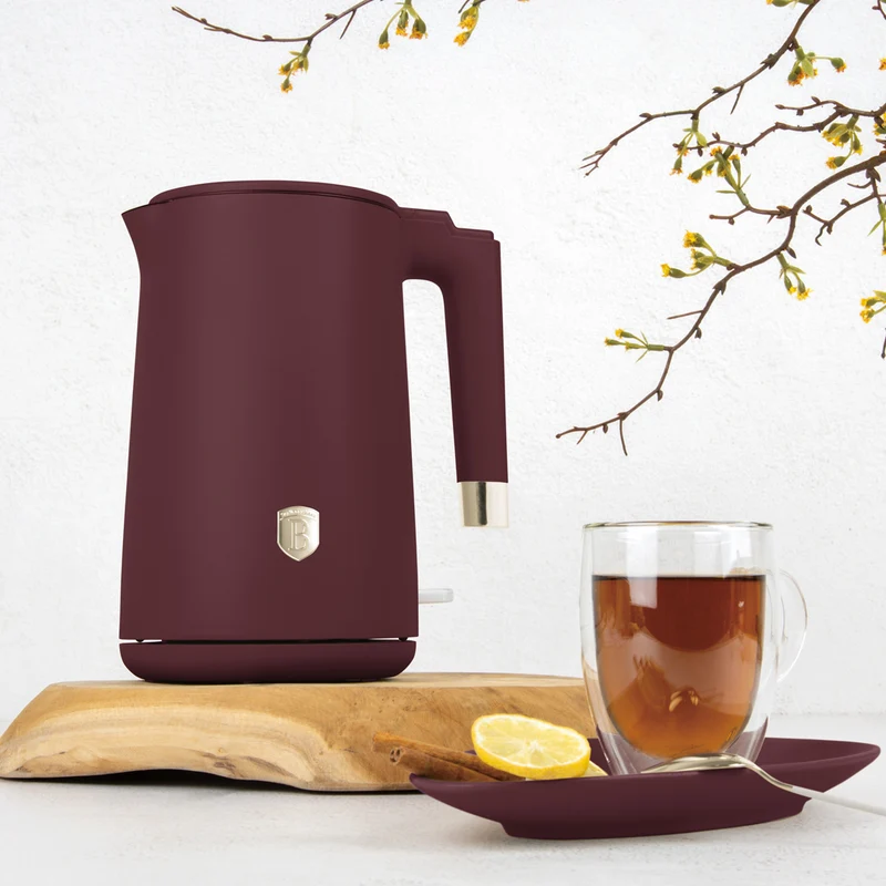 Bouilloire Électrique BerlingerHaus Double Paroi Mat Bordeaux - 1,7 L - 1800W