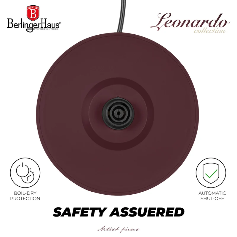 Bouilloire Électrique BerlingerHaus Double Paroi Mat Bordeaux - 1,7 L - 1800W