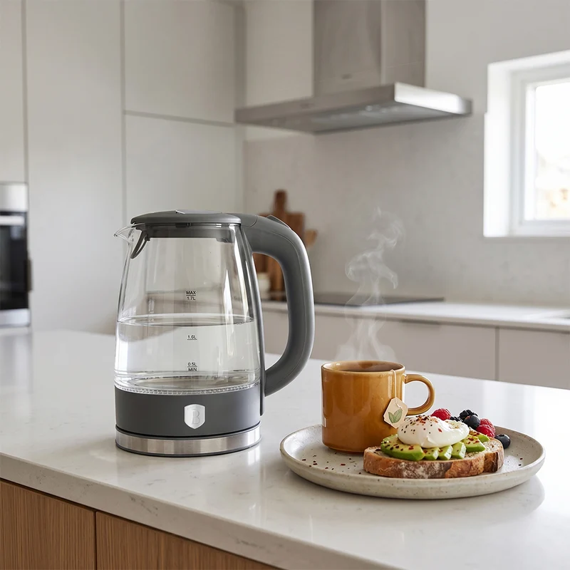 Bouilloire Électrique BerlingerHaus en verre mat anthracite - 1,7 litre - 2200W
