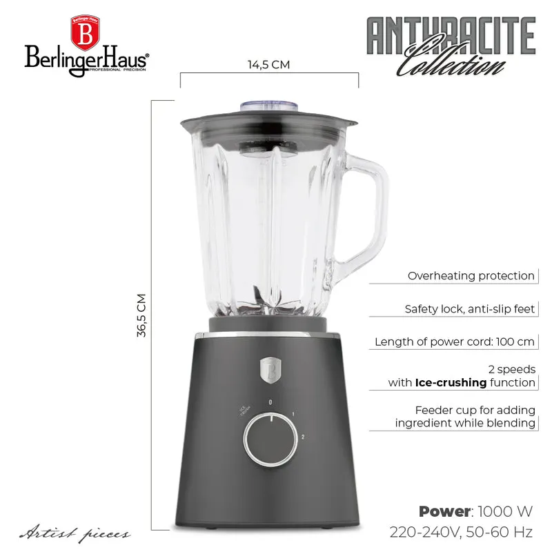 Blender BerlingerHaus Mat Antracite - Bol en verre - 1,5 litre - 1000W