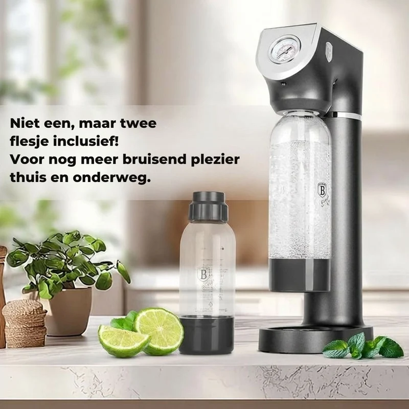 Machine à Eau Pétillante BerlingerHaus mat anthracite - Baromètre - Inclut 2 bouteilles