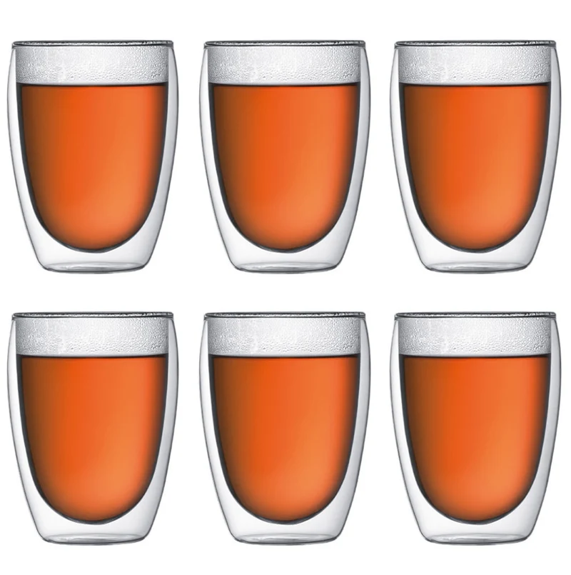 Verre à café et à thé Bodum Pavina à double paroi - Valve brevetée - 350 ml - 6 pièces