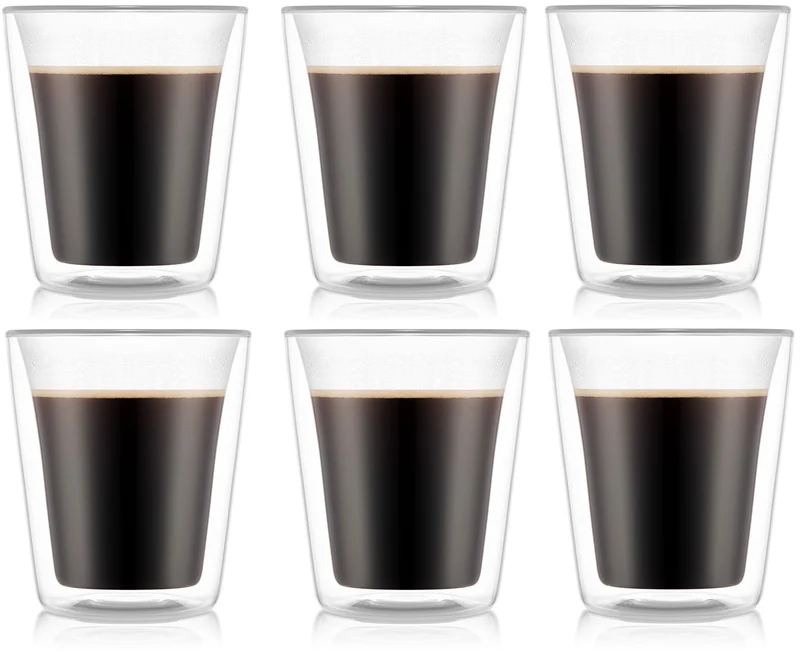 Verre à café et à thé double paroi Bodum Canteen - Valve brevetée - 200 ml - 6 pièces