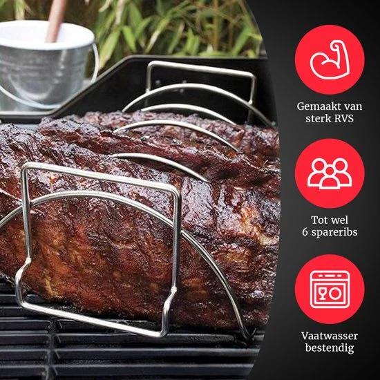 Cookinglife Ensemble complet BBQ Spareribs - Avec rub, support, casserole & papier à boucher