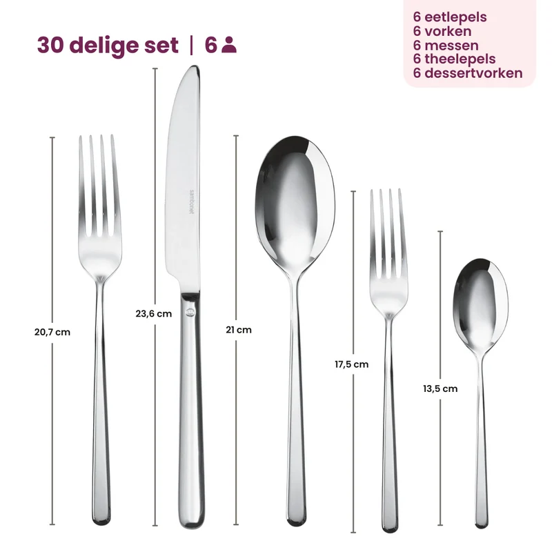 Ensemble de couverts Sambonet Linear Champagne 30 pièces