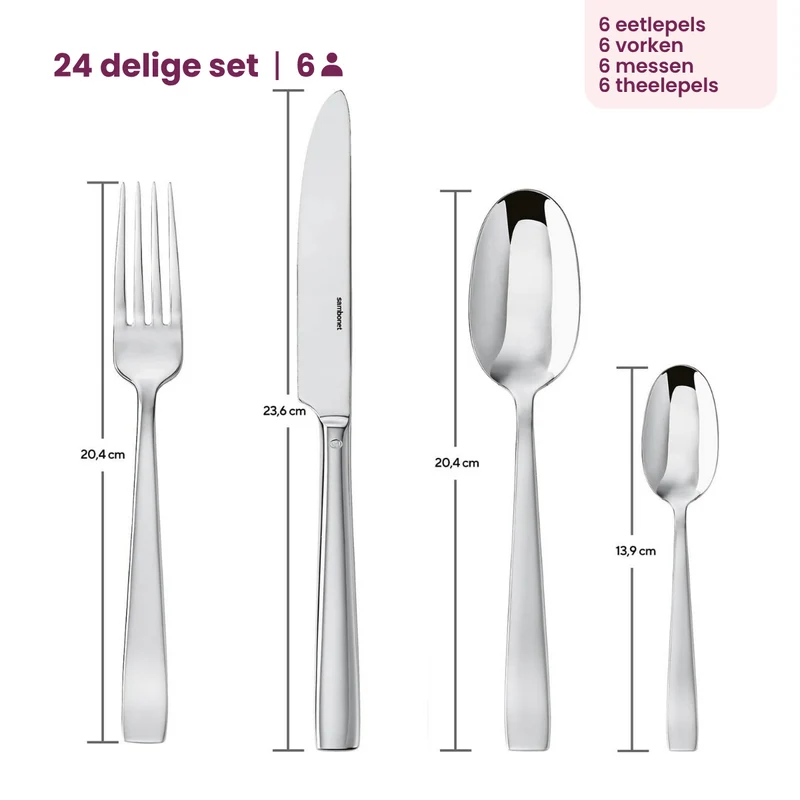 Ensemble de couverts Sambonet Flat en cuivre de 24 pièces