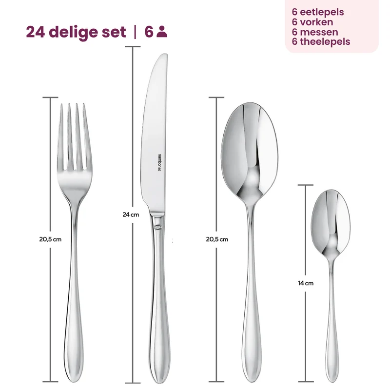 Sambonet Ménagère Dream - Acier Inoxydable - 24 pièces / 6 personnes