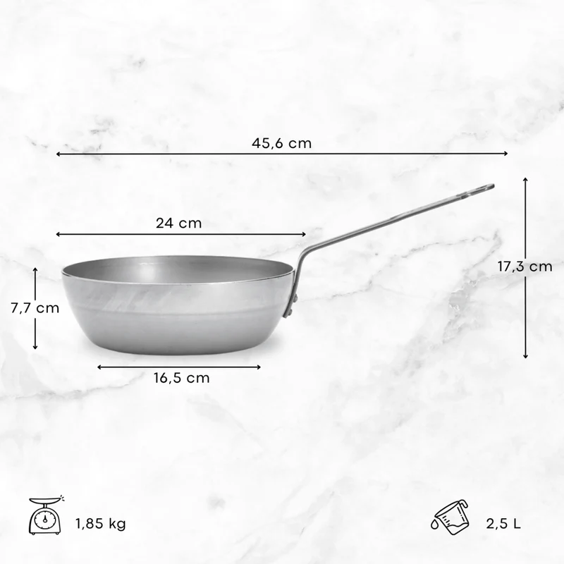 Poêle à frire De Buyer Mineral B - ø 28 cm / 4 litres - sans revêtement antiadhésif