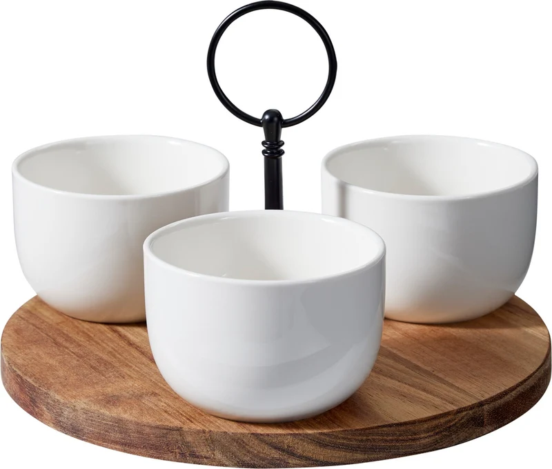 Set de service Cookinglife - Plateau à tapas - en acacia - Ø 19 cm - 4 pièces