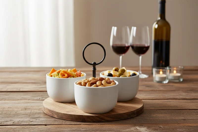 Set de service Cookinglife - Plateau à tapas - en acacia - Ø 19 cm - 4 pièces