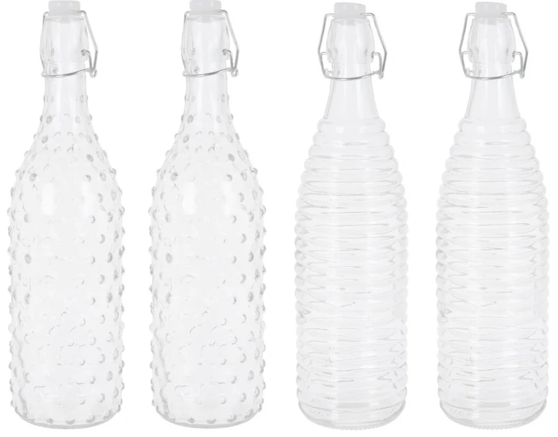Set de bouteilles Cookinglife - Bouchon à levier - Dots&Lines - 1 L - 4 pièces