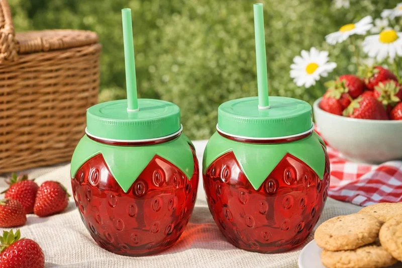 Set de verres a eau Cookinglife - Verres a cocktail - Fraise - 100 mm - 2 pièces