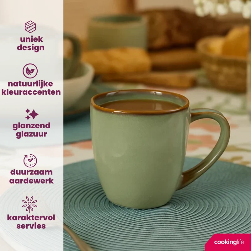 Ensemble de mugs Cookinglife - Mugs a café - Sabi - 450 ml - 6 pieces