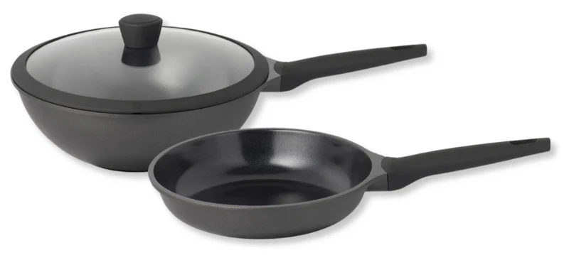 Sola batterie de cuisine Ceramic Deluxe - poêle ø 28 cm et Sola wok ø 30 cm - revêtement antiadhésif céramique