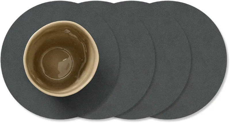 Set de dessous de verre LIND DNA - en cuir - Nupo - ø 10 cm - 4 pièces