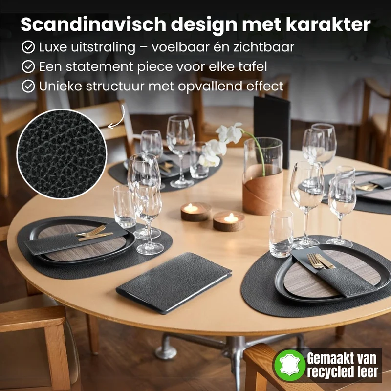 Ensemble de sets de table LIND DNA - en cuir - Hippo - 44 x 37 cm - 2 pièces