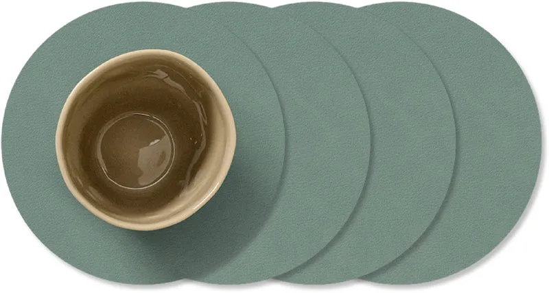 Ensemble de dessous de verre LIND DNA - en cuir - Nupo - ø 10 cm - 4 pièces