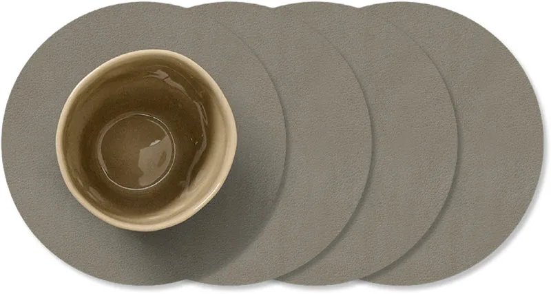 Ensemble de dessous de verre LIND DNA - en cuir - Nupo - ø 10 cm - 4 pièces