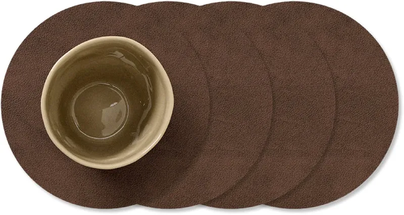 Ensemble de dessous de verre LIND DNA - en cuir - Nupo - ø 10 cm - 4 pièces