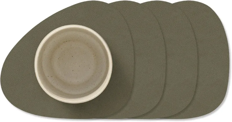 Set de dessous de verre LIND DNA - Vert armée - Nupo - 13 x 11 cm - 4 pièces