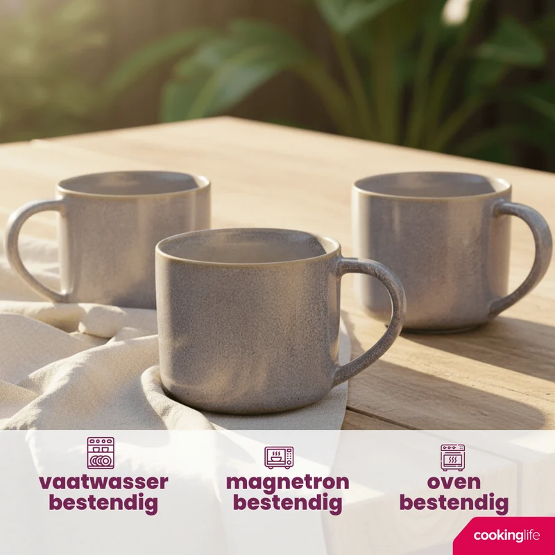 Ensemble de mugs à café Cookinglife - en faïence - Serene - 330 ml - 4 pièces