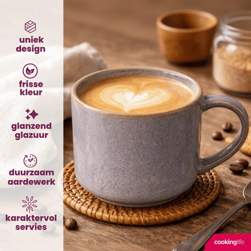 Ensemble de mugs à café Cookinglife - en faïence - Serene - 330 ml - 4 pièces