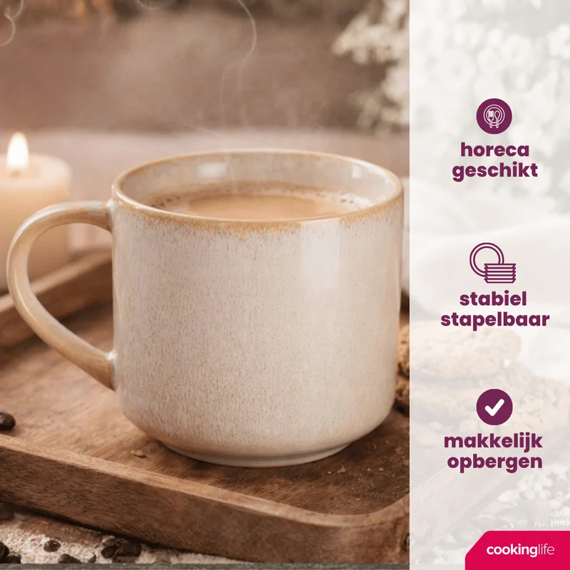 Set de mugs à café Cookinglife - Tasses à café - Serene - 330 ml - 4 pièces