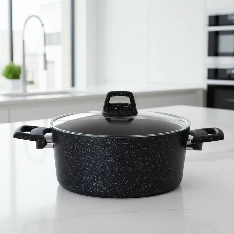 Set de faitout Cookinglife - Faitout rond - Black Speckle - 3,5 L - 2 pièces