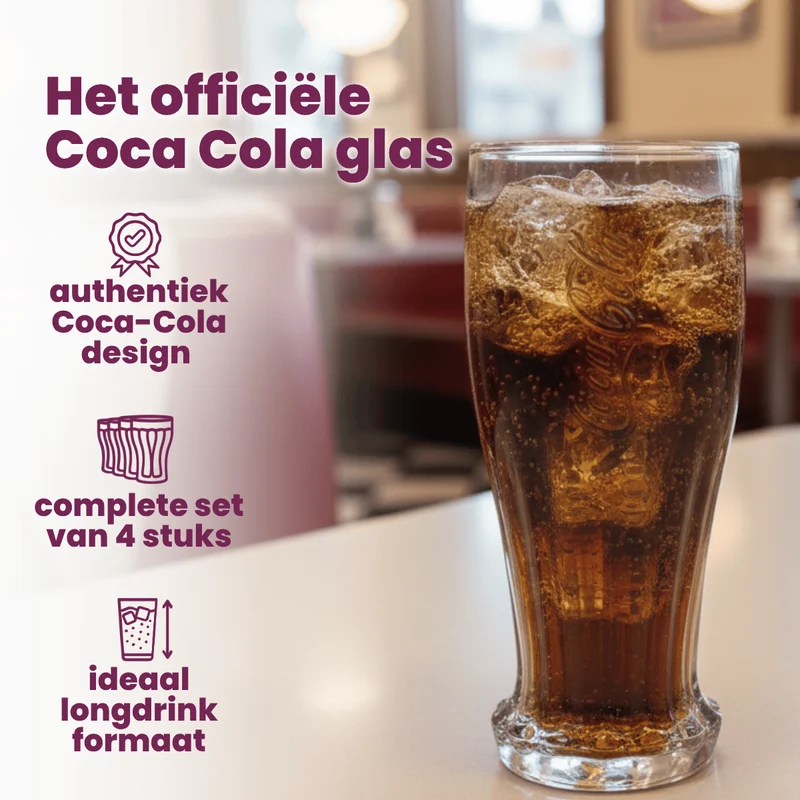 Ensemble de verres Coca-Cola - Long drink - Crown Cap - 350 ml - 4 pièces