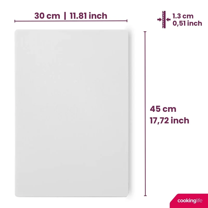 Planche à découper Cookinglife HACCP Blanche 45 x 30 cm - pour produits laitiers & pain