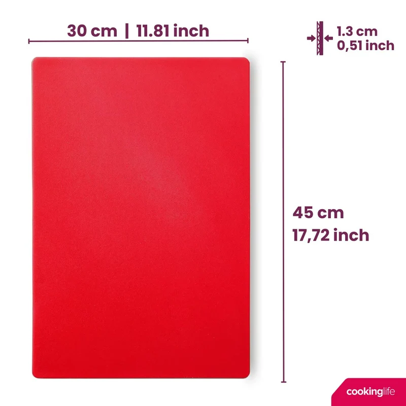 Planche à découper Cookinglife HACCP Rouge 45 x 30 cm - pour viande