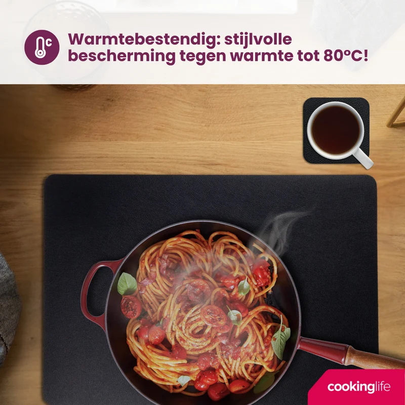 Set de placemats Cookinglife - en cuir vegan - Placemats - 46x33cm - 12 pièces
