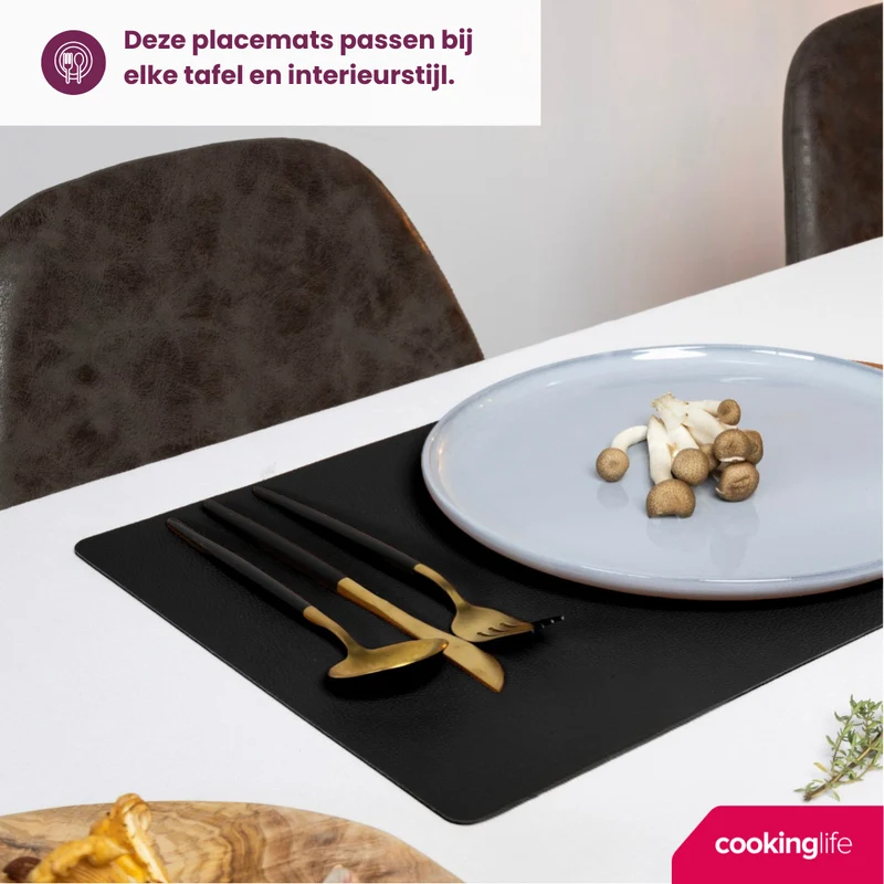 Set de placemats Cookinglife - en cuir vegan - Placemats - 46x33cm - 12 pièces