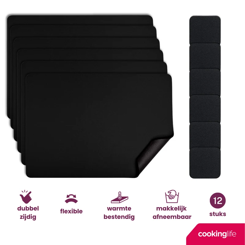 Set de placemats Cookinglife - en cuir vegan - Placemats - 46x33cm - 12 pièces