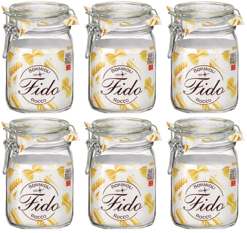 Ensemble de bocaux Bormioli Rocco - Bocaux Weck - Fido - 1 litre - 6 pièces