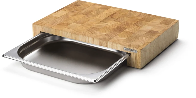 Planche à découper Continenta avec tiroir en inox - Bois - 39x27cm
