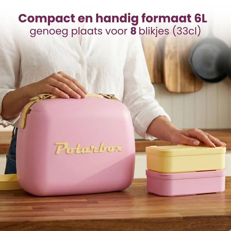 Polarbox Mini Glacière / Sac isotherme avec 2 Boîtes à lunch - Bubblegum-Yellow - 6 litres