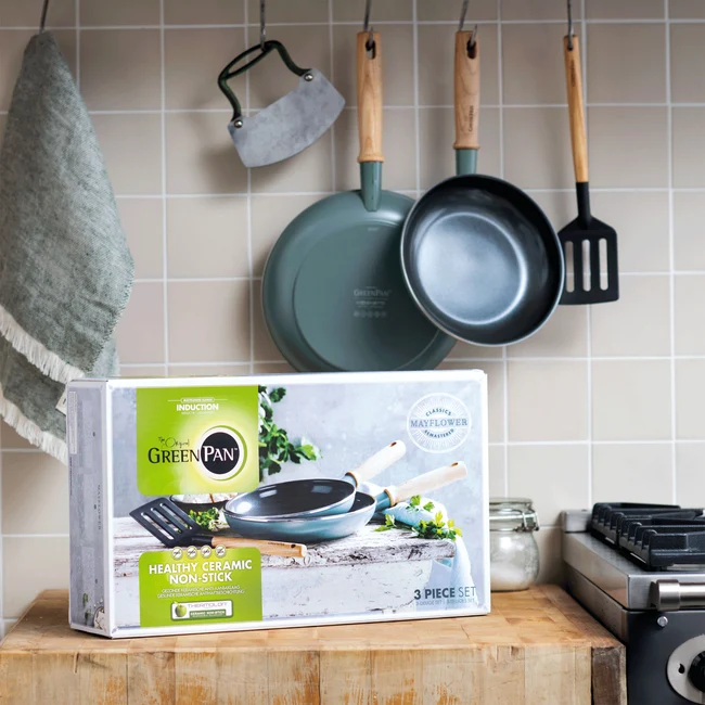 Ensemble de poêles GreenPan - avec une spatule - Mayflower - ø 20 et 24 cm - Revêtement antiadhésif en céramique