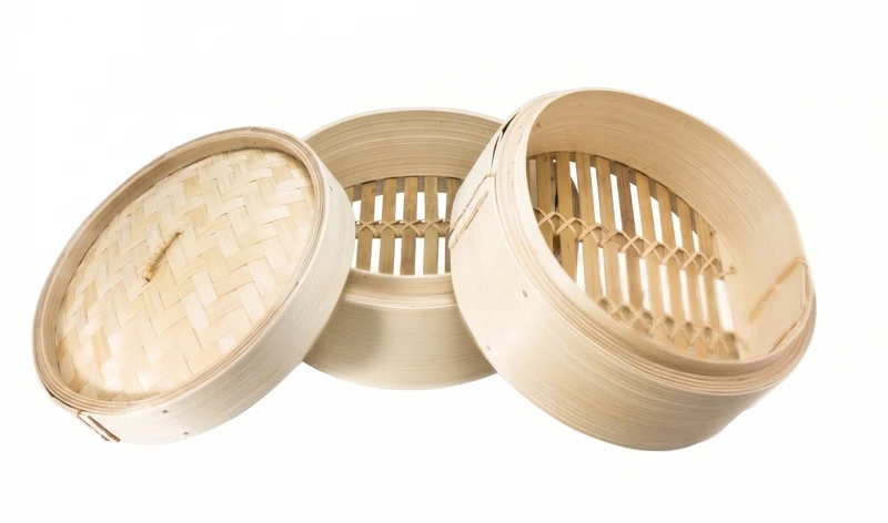 Cookinglife Panier vapeur / Panier Dim Sum - Bambou - 3 pièces - ø 20 cm