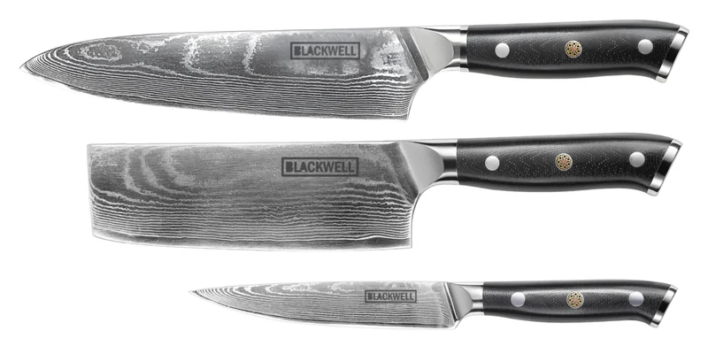 Set de couteaux Blackwell - Style japonais - Damascus - VG10 - 3 pièces