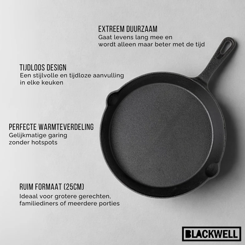 Poêle Blackwell - Poêle en fonte - Cook & Grill - Ø 25 cm - Noir