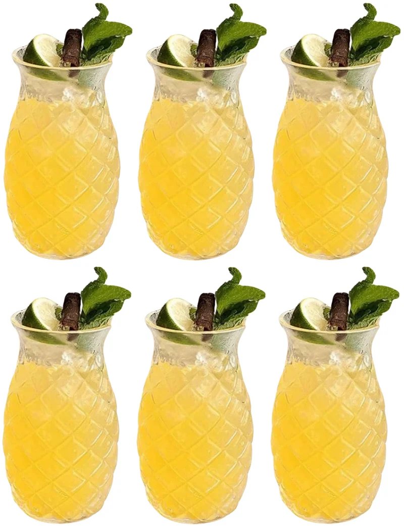 Set de verres à cocktail Cookinglife - Verres Ananas - Tiki - 400ml - 6 pièces