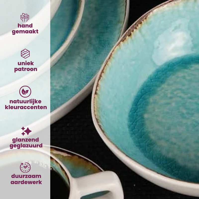Set de tasses a cafe Cosy & Trendy - en gres - Laguna Azzurro - 230 ml - 4 pièces