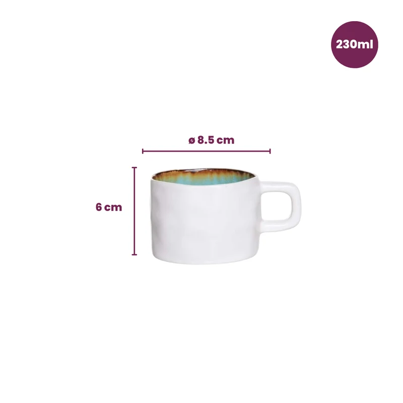 Set de tasses a cafe Cosy & Trendy - en gres - Laguna Azzurro - 230 ml - 4 pièces