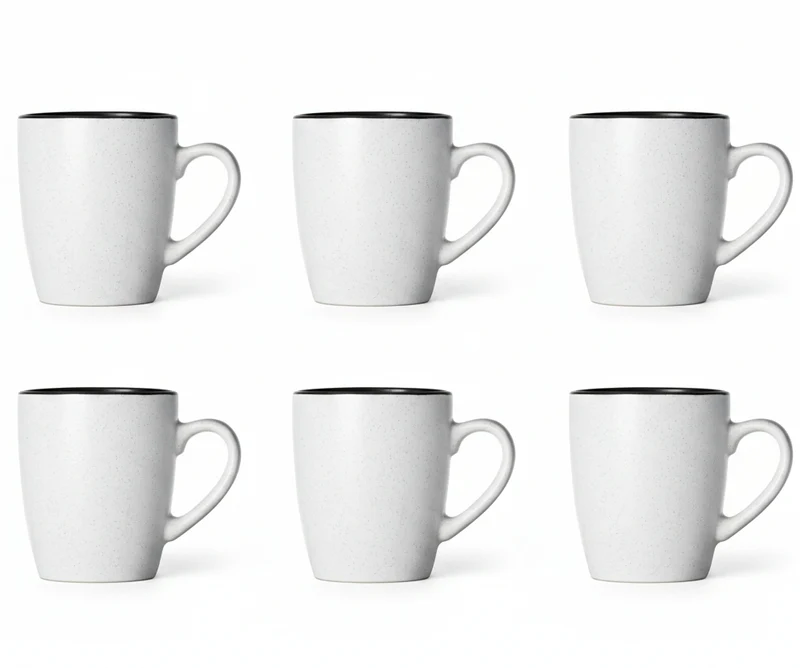 Set de mugs Cosy & Trendy - Mugs à café - Speckle Blanc - 350 ml - 6 pièces