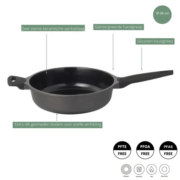 Sola poêle à frire / poêle avec couvercle Ceramic Deluxe ø 28 cm - revêtement antiadhésif céramique
