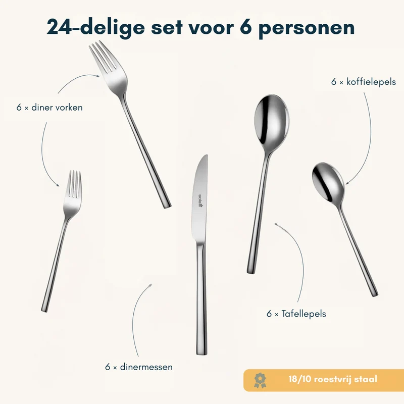 Ensemble de couverts Sola - Set de couverts - Montreux - 6 personnes - 24 pièces
