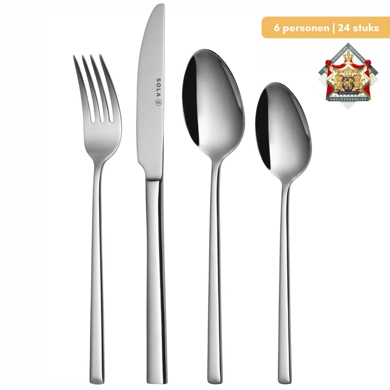 Ensemble de couverts Sola - en inox 18/10 - Luxor - 6 personnes - 24 pièces
