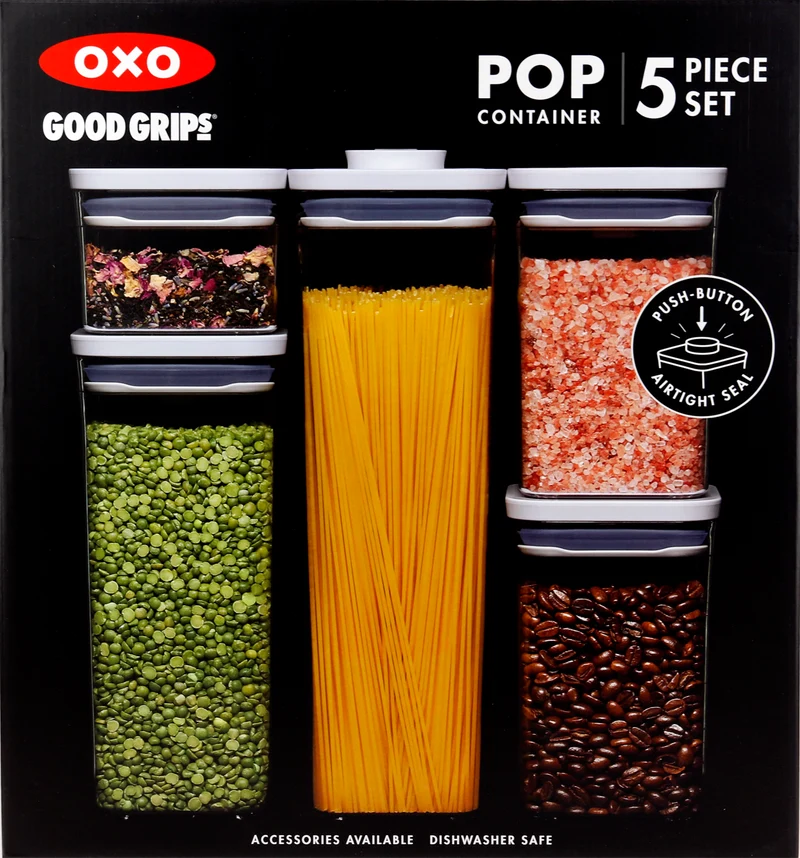 Ensemble de bocaux OXO Good Grips - Stockage - POP 2.0 - 400 ml-2,1 l - 5 pièces