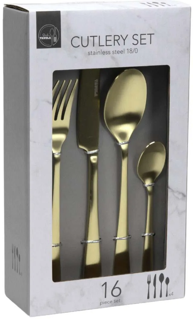 Ensemble de couverts Studio Tavola - en inox - Champagne - 4 pers - 16 pièces